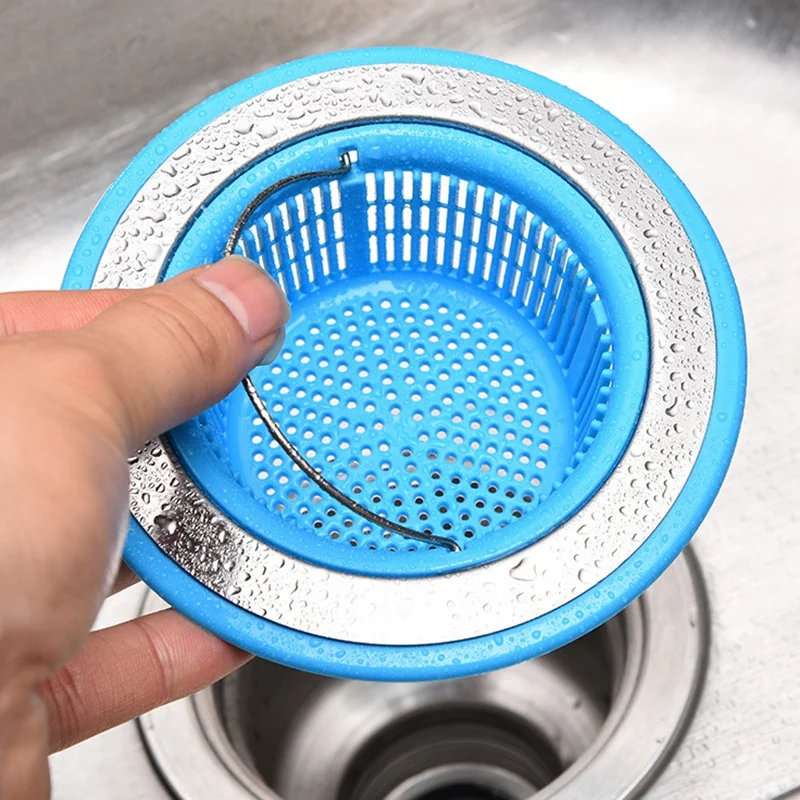 

2 Pack - Kitchen Sink Drain Basket Strainer Food Catcher - Deep Basket with Foldable Handle