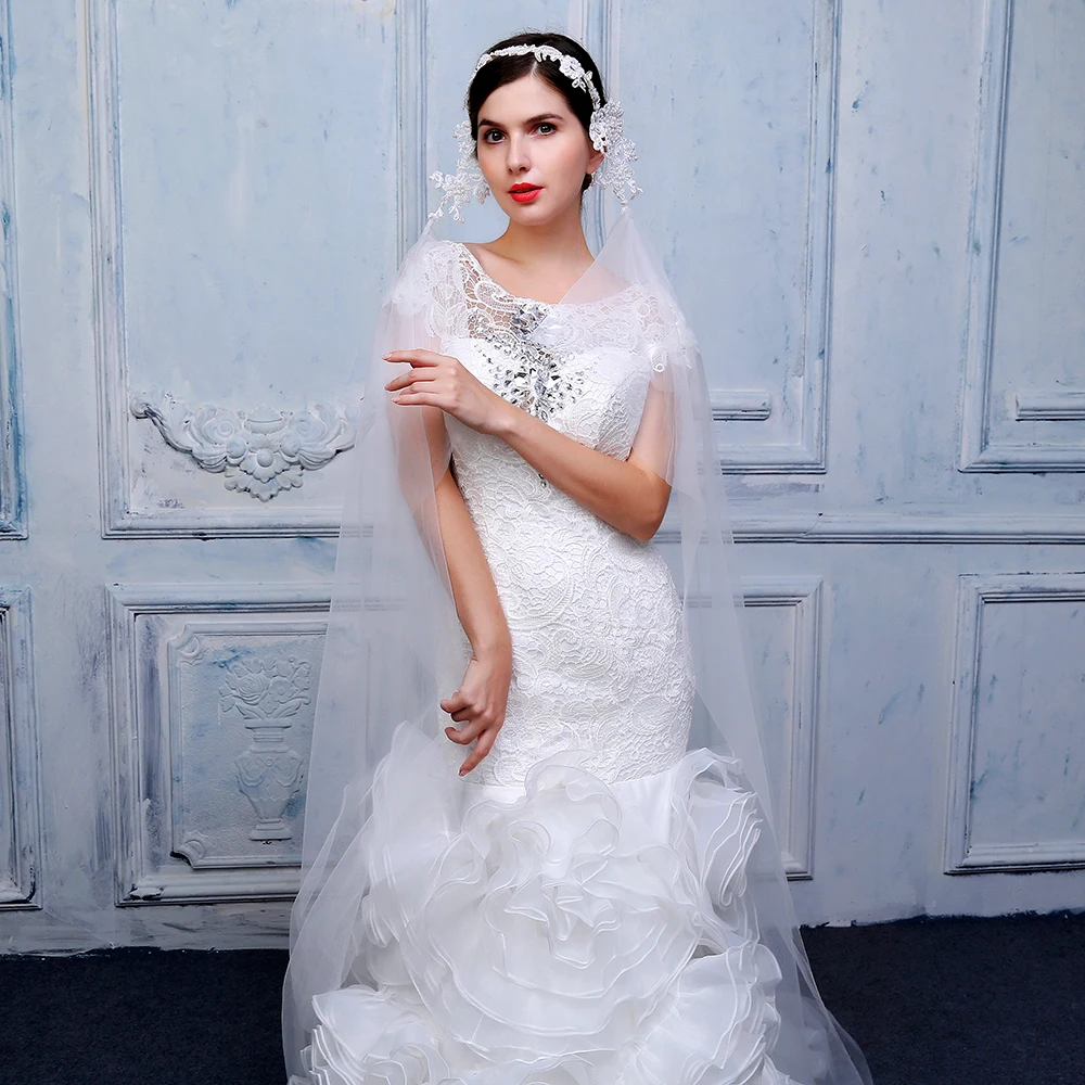 Новая Элегантная Женская Соборная Фата мягкий кружевной тюль hanmade peals с