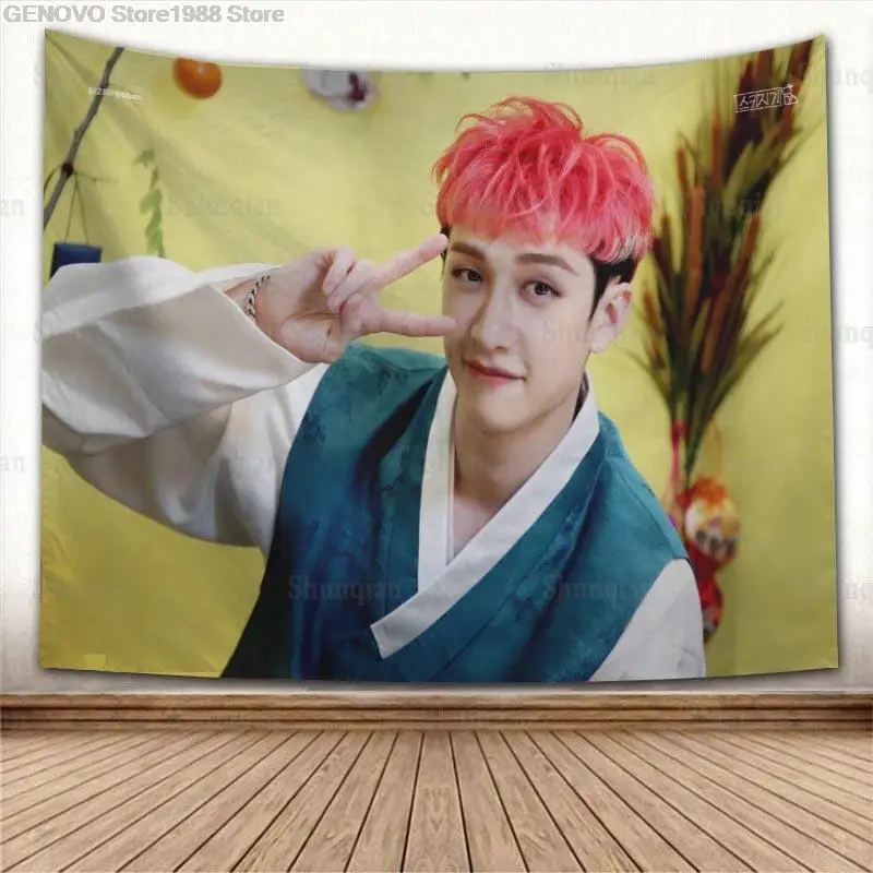 

Nizza KPOP Bang Chan Tapisserie Umweltfreundliche HD Druck Hintergrund Tuch Schlafzimmer Wand Hängen Wandteppiche Decor Waschbar