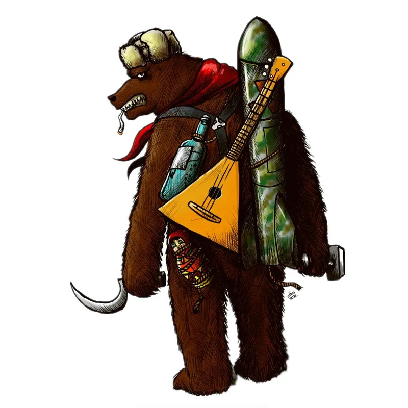 

Personality USSR Bear with Guitar and Strategic Missilecar Car Stickers Accessories Motorcycle Cover Scratches PVC 14cm *10cm