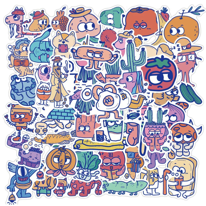 

50Pcs/Set Monster cartoon image Graffiti Waterproof Skateboard Travel Suitcase Phone Laptop Luggage Stickers Cute Kids Girl