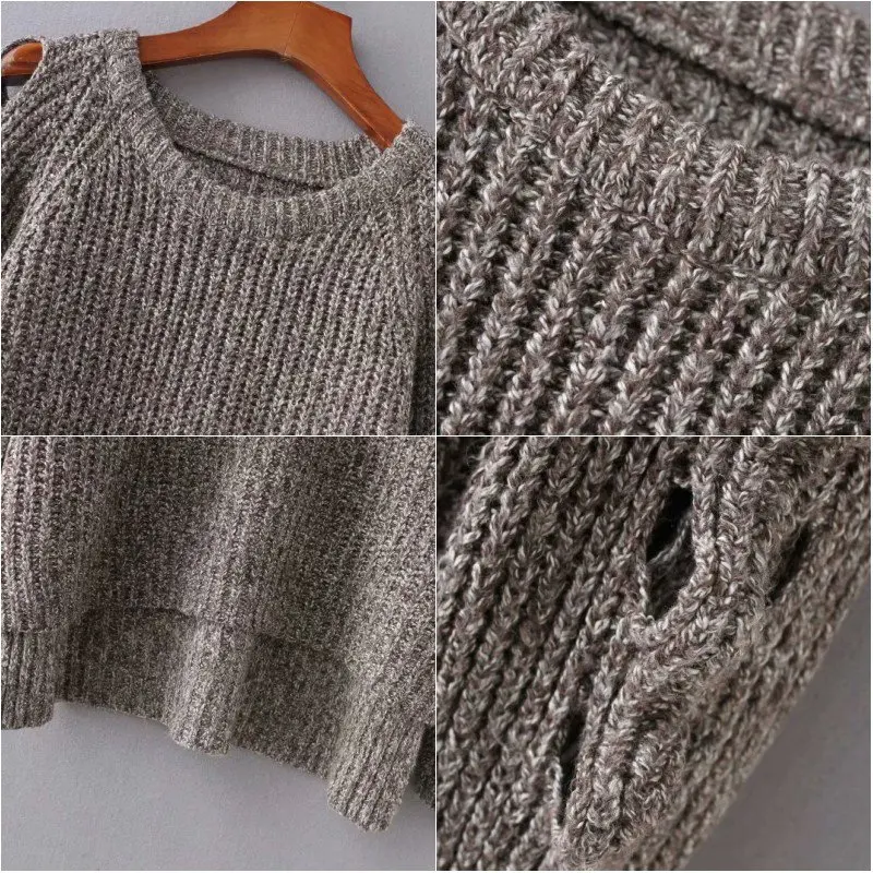 

EFINNY 2019 O-Neck Long Sleeve Sweater Autumn Winter Women Sweaters Warm Fashion Hollow Slim Loose Simple Thick Wild Tops
