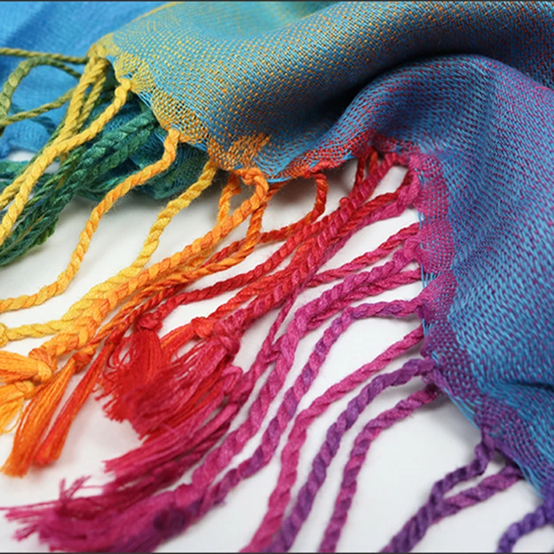 

Women's New Retro Tassel Scarf Lady Cotton Twill Shawl Autumn Winter Gradient Color Warm Scarves Female jacquard Scarf And Wraps