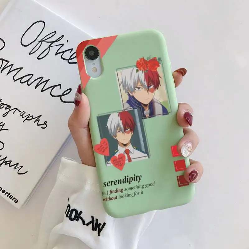 

Todoroki icons aesthetic Original Liquid Silicone Phone Case For iphone 11 Pro Max X XS Max XR Shell For iPhone 7 8 6 6S Plus