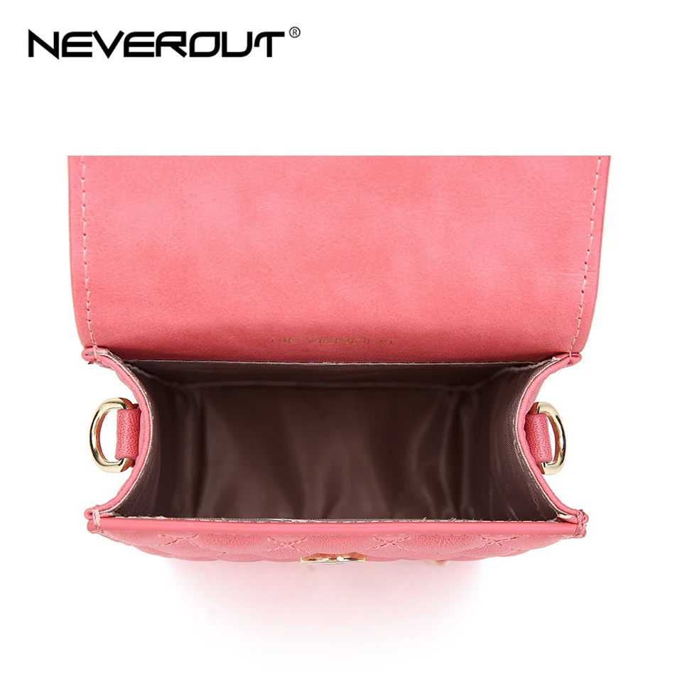 NEVEROUT мини-сумка для женщин Классическая решетка спилок кожа стеганая сумка через плечо для мобильного телефона кошелек для девочек сумка на плечо