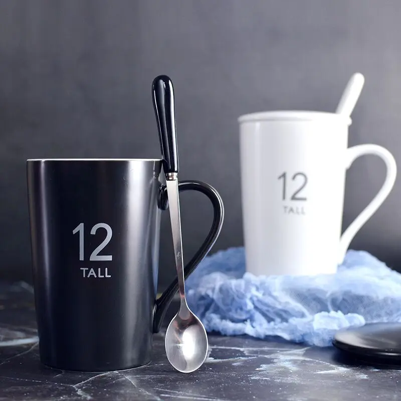 Креативная керамическая кружка с крышкой ложка Пара моделей для чашек мужская