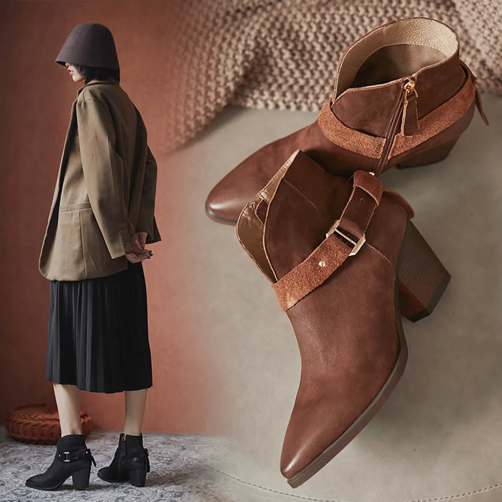 

APHNUS Womens Boots Short Ankle Booties Woman Mid High Heels Pumps 2020 Shoes For Women New Boot Lace Up Button