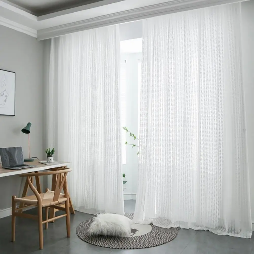 

2021 White Sheer Curtains Versatile Thick Polyester Sheer Voile Window Treatment Curtain for Modern Home Living Room Bedroom