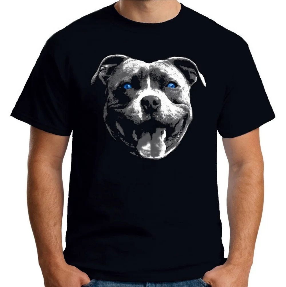 Велоцити Мужская футболка стаффордширский бультерьер голубые глаза стаффи
