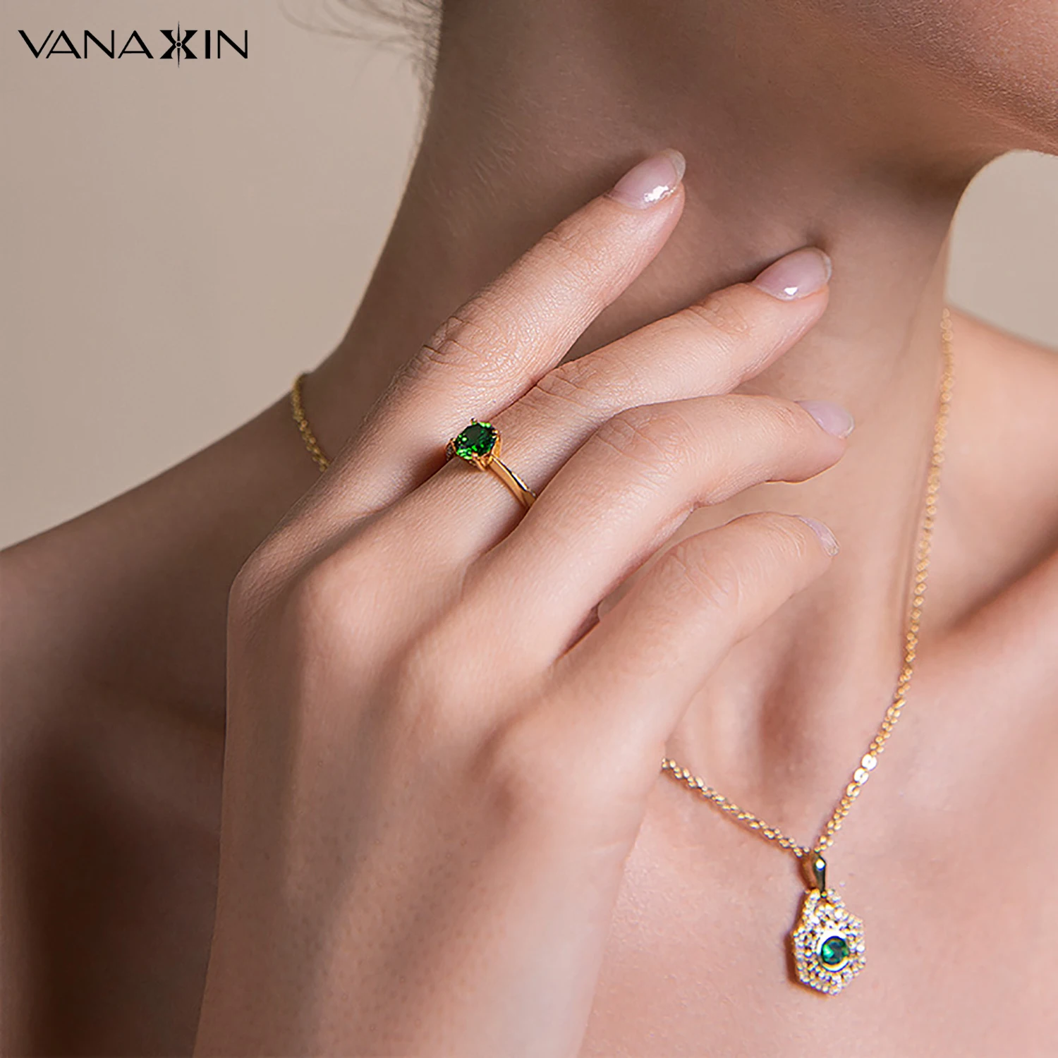 Изумрудное ожерелье с подвеской VANAXIN имитация нано ювелирное изделие