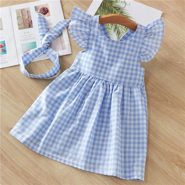 Hot 2021 New Summer Dress Toddler Kids Baby Girls Lovely Birthday Clothes Blue Striped Off-shoulder Ruffles Party Gown Dresses | Детская