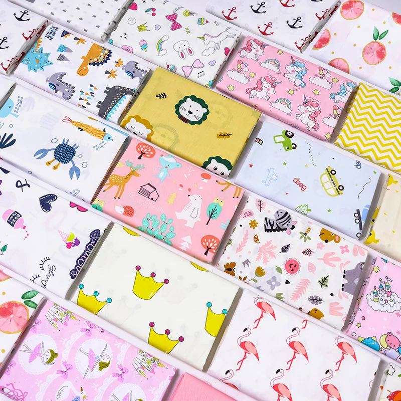 

50X160 см Чистый хлопок единорог мультфильм принт саржевая ткань для мягкой детской одежды ткани детское постельное белье