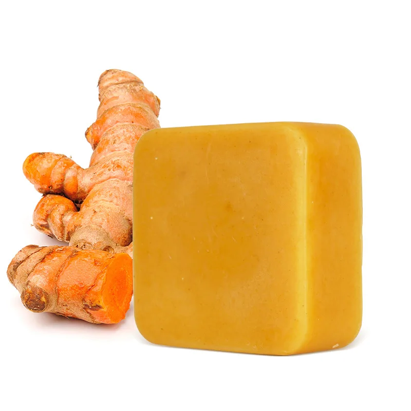 

Dark Black Skin Lightening Turmeric Soap Natural Scrub Cleaning Nourishing Whitening Acne Treatment Mite Removal Skin Care