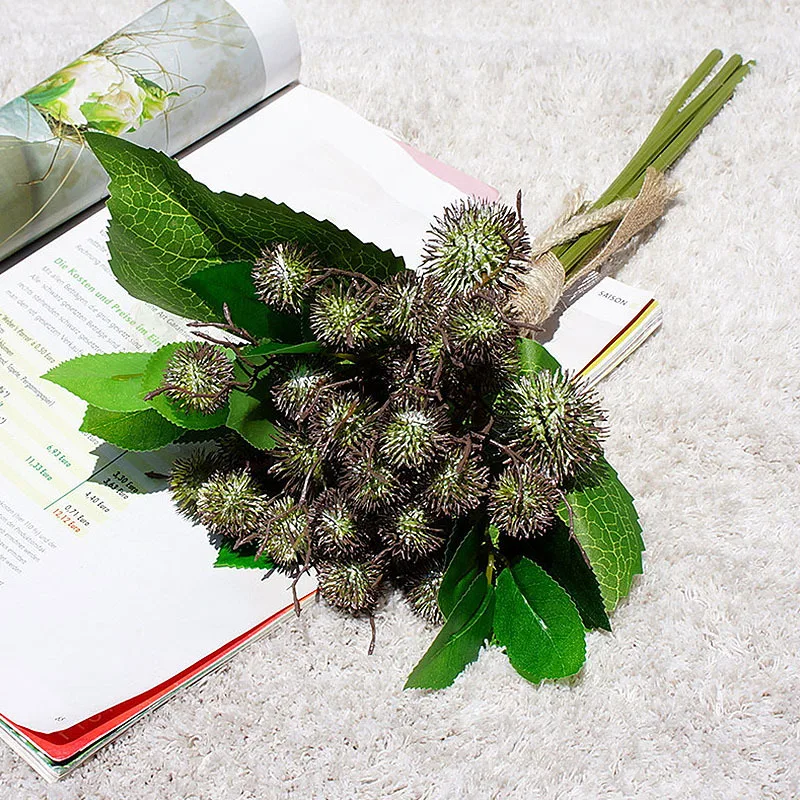 Purple Искусственный каштан фруктовая ветка искусственные цветы для дома Свадебные растения Настенные букеты ручной работы осенние Свадебные украшения - Цвет: Purple