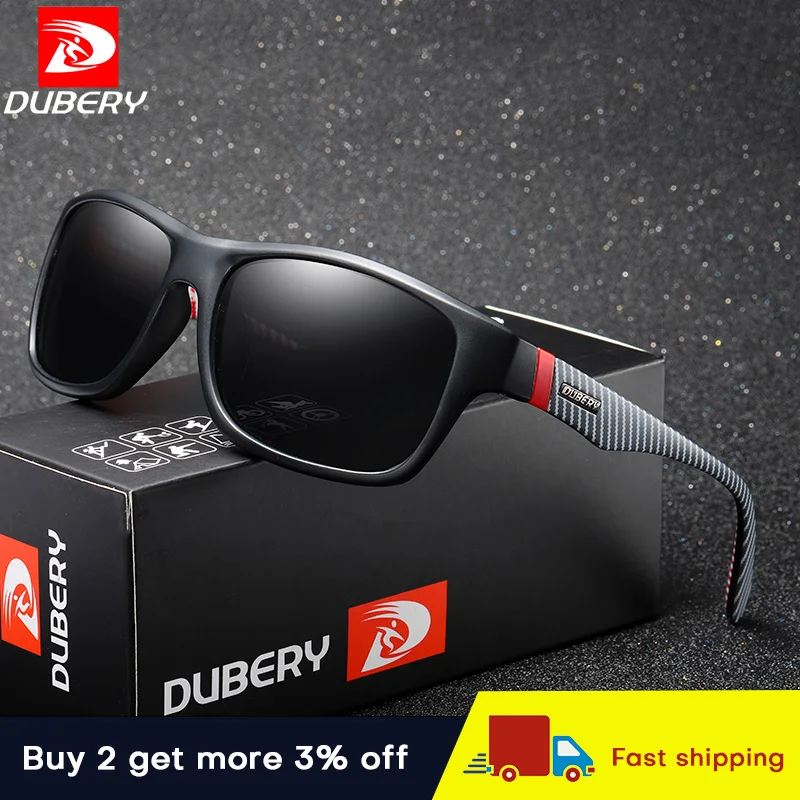 Модные мужские квадратные очки DUBERY UV400 Винтажные Очки для вождения черные