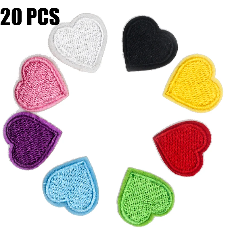 20PCS Mixed Color DIY Аксессуары 20 шт Любовь красное и розовое сердце Железо на патч наклейки для одежды шитье на вышитые 2,6*2,4 см - Цвет: 20PCS Mixed Color