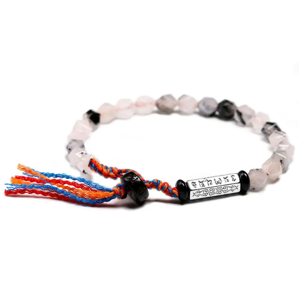 Женский браслет с натуральным черным турмалином Mala Beads 6 мм тибетский буддийский