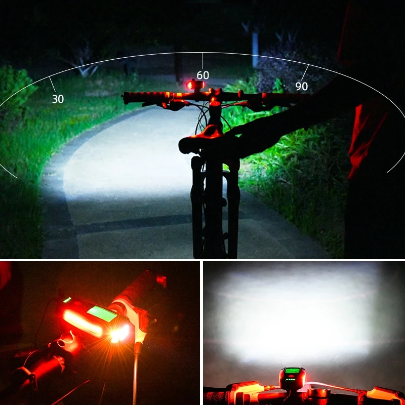 New Bicycle Light with Bike Computer Speedometer USB Lamp COB LED Front Headlight Digital Cycling Odometer Equipment | Спорт и