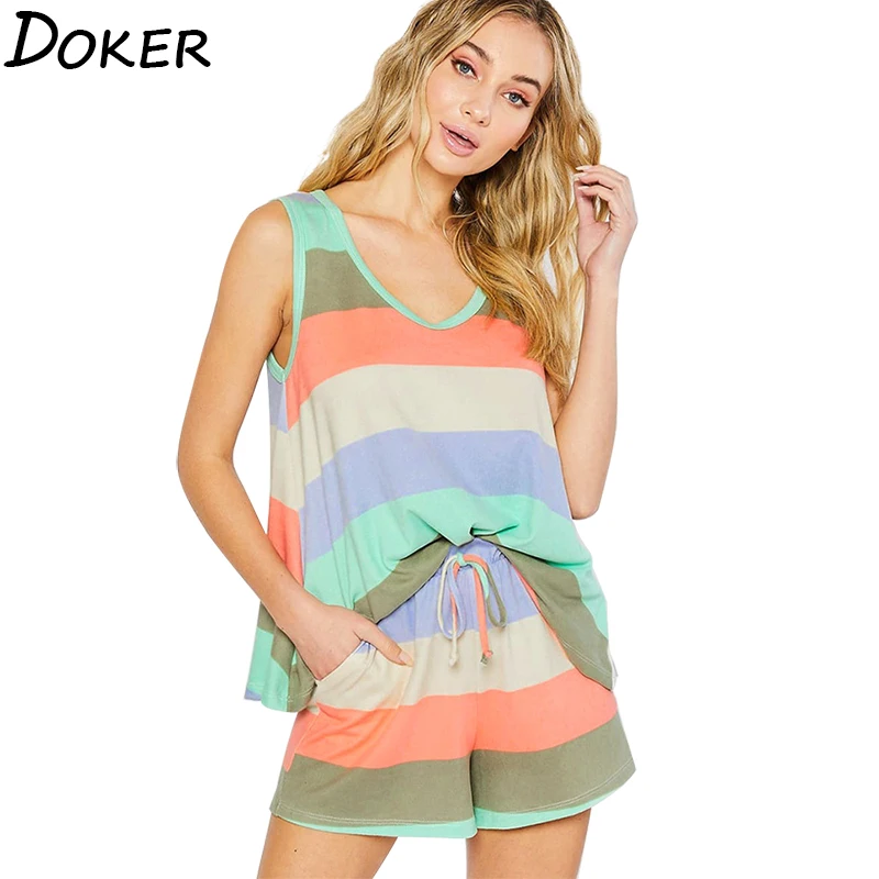 

Sleepwear Suits Women Sexy Pyjama Short Sleeve Pajamas Set 2020 Woman Plus Size Pijamas Comfortable Girl Tank Top Pyjamas Set