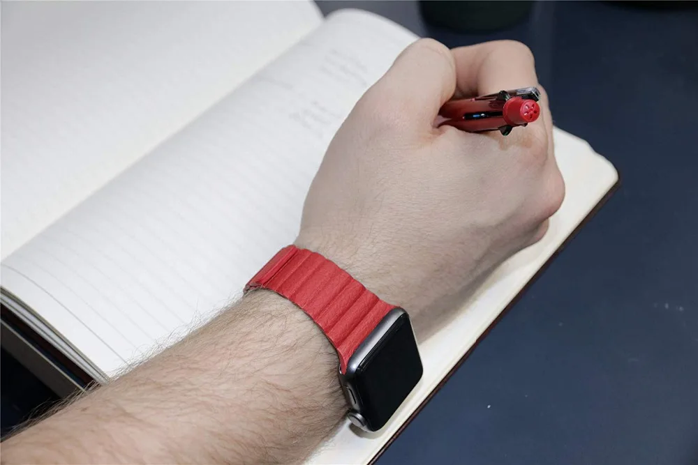 Ремешок из натуральной кожи для Apple Watch 38 мм 40 мм 42 мм 44 мм ремешок для iwatch серии 4 3 2 1 Регулируемый магнитный браслет на запястье