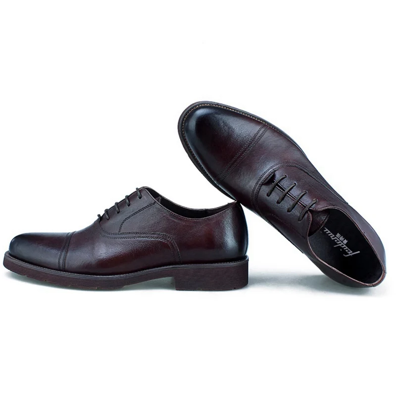 Демисезонные мужские оксфорды ручной работы из натуральной кожи с закругленным