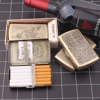 new bronze cigarette case 12 packs portable carving mens flip metal compressive cigarette storage box holder tobacco box