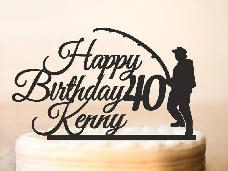 Топпер для рыбацкого торта топпер рыбака на день рождения акриловый рыбалки