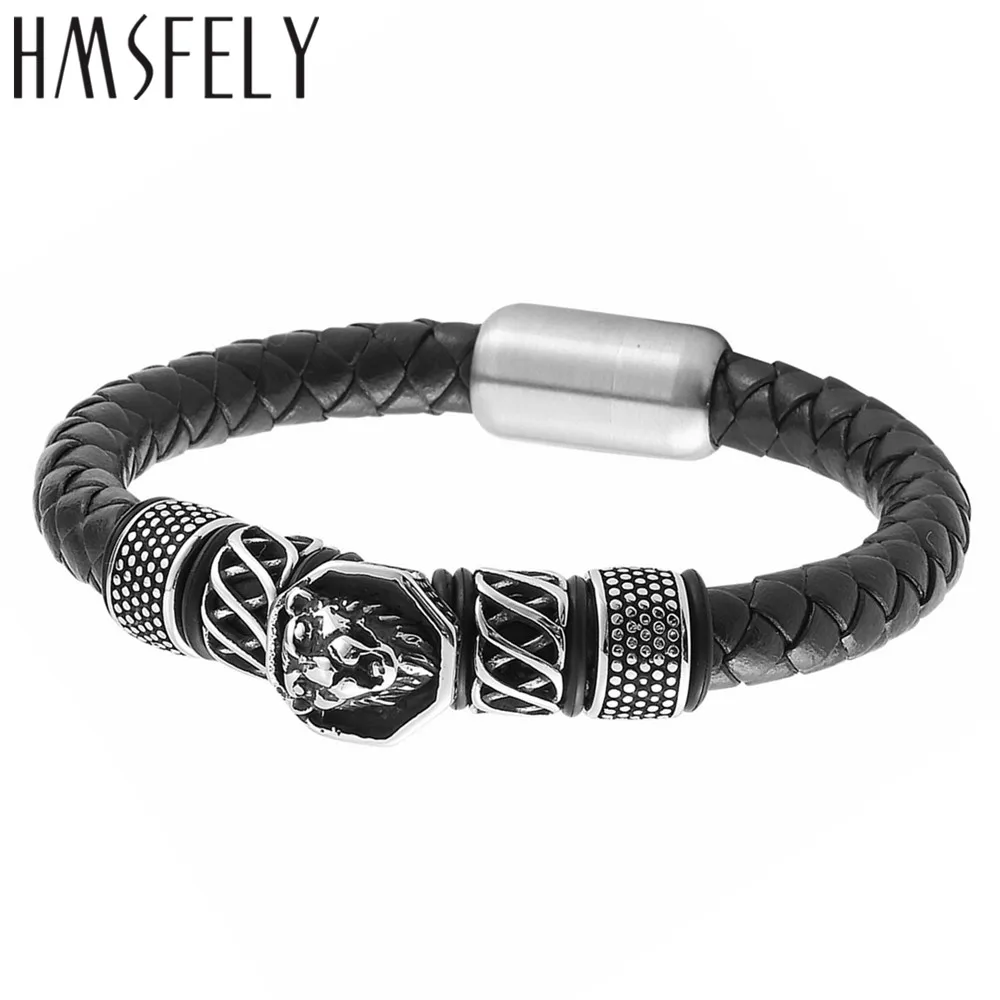 HMSFELY 316l мужские браслеты из нержавеющей стали с бусинами в виде льва и для мужчин