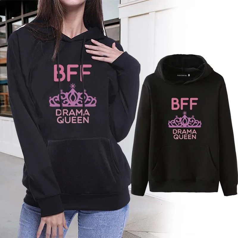 Модные толстовки Best Friends, осенне-зимние женские толстовки с капюшоном и длинным рукавом, женские пуловеры с принтом гамбургера и молока