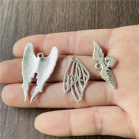 new alloy hollow heart shape angel wing pendant diy bracelet charm necklace metal jewelry connector accessories