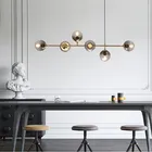 Светодиодная люстра Artpad E27 в стиле индастриал, длинная Металлическая лампа со стеклянными шариками для гостиной, столовой, кухни, комнатный Декор