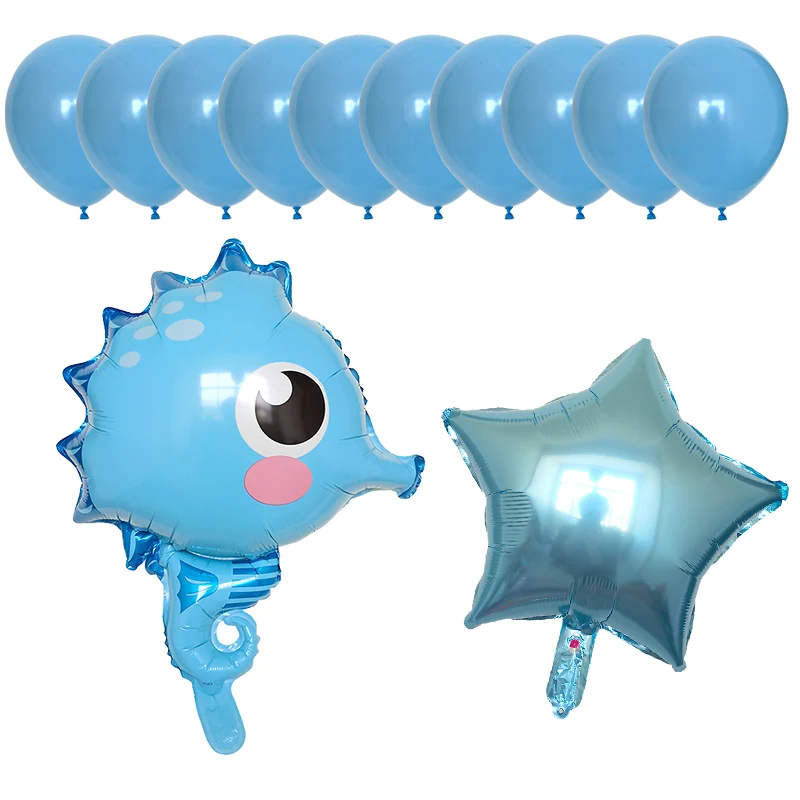 12pc Fish Foil Balloons Birthday Party Shark octopus Clown crab Air Balaos Sea starfish Animal Theme Decor | Дом и сад