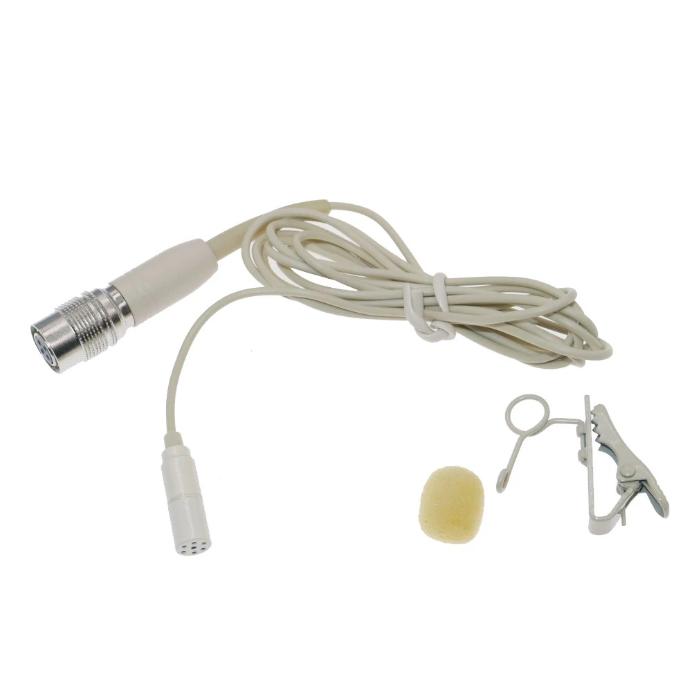 

Beige Lavalier Lapel Clip Microphone for Audio-Technica System Hirose 4Pin Plug