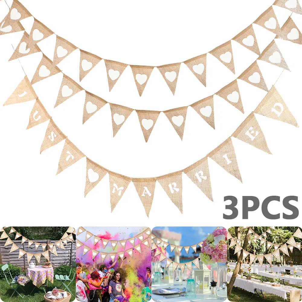 3 шт./компл. джутовая ткань деревенский флажок из мешковины баннеры флаги конфеты