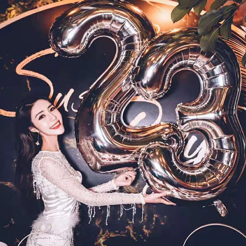 32 дюймовые шары на день рождения или свадьбу воздушные гелиевые цифры с цифрами