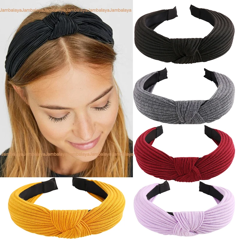 

Women Top Knot Hair Bands Fashion Headdress Solid Color Knitting Headband Girls Hairband HairHoop Hair Accessories