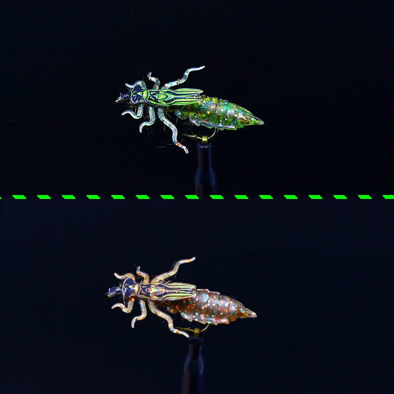 Royal Sissi 10pcs pack artificial dragonfly nymph rubber body&legs with fly tying thin skin sticker nymph fly tying materials