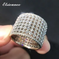 elsieunee 100 925 sterling silver simulated moissanite aaa zircon gemstone wedding cocktail party rings women fine jewelry gift