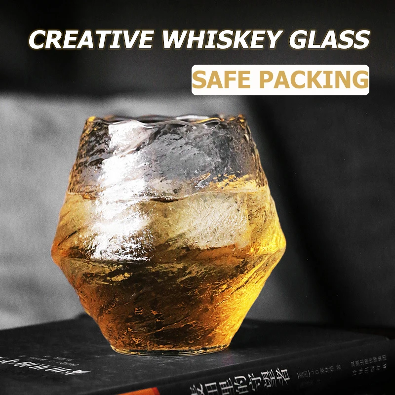 

380ml Creative Whiskey Glass Cocktail Brandy Vodka Wine Beer Cup Heat-Resistant Tea Coffee Juice Water Mug Diamond Crystal Glass