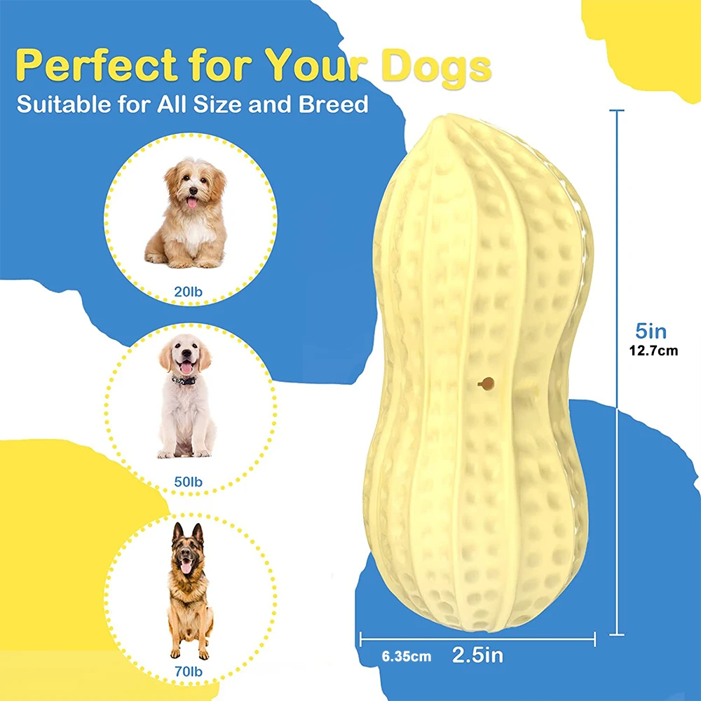 Funny Pet Dog Squeaky Toys For Small middle Dogs Bite Resistant Puppy Cat Dogs Toys Pets Rubber peanut clean tooth Chew Toy images - 6