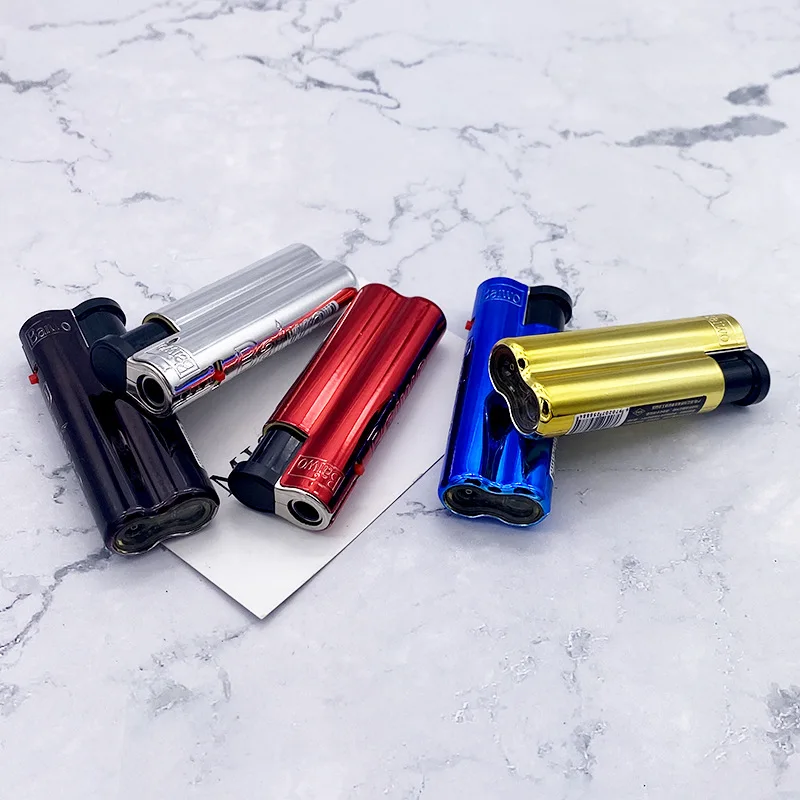 

Butane Gas Lighter Blue Flame Windproof Galvanized Iron Shell Compact High Quality Cigarette Lighter Men's Small Accessories
