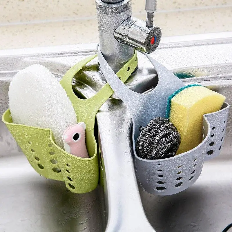 

Kitchen Sink Hanging Drain Basket Adjustable Snap Button Type Drain Racks Faucet Storage Baskets Sponge Soap Bathroom Gadgets