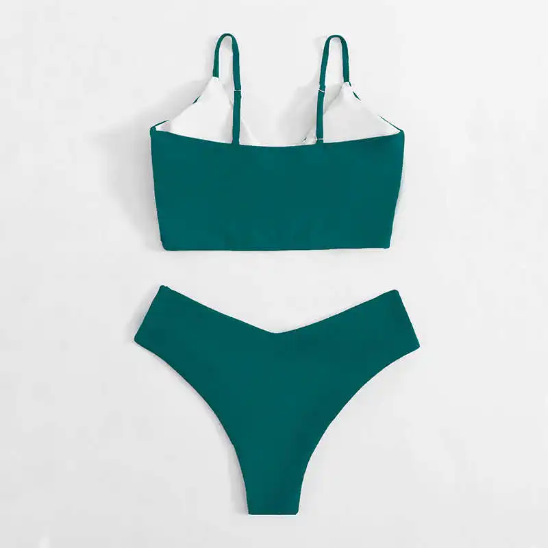 

Solid sports bikini woman's 2021 sexy high-waist bikini push up Brazilian women's bath separate beachwear
