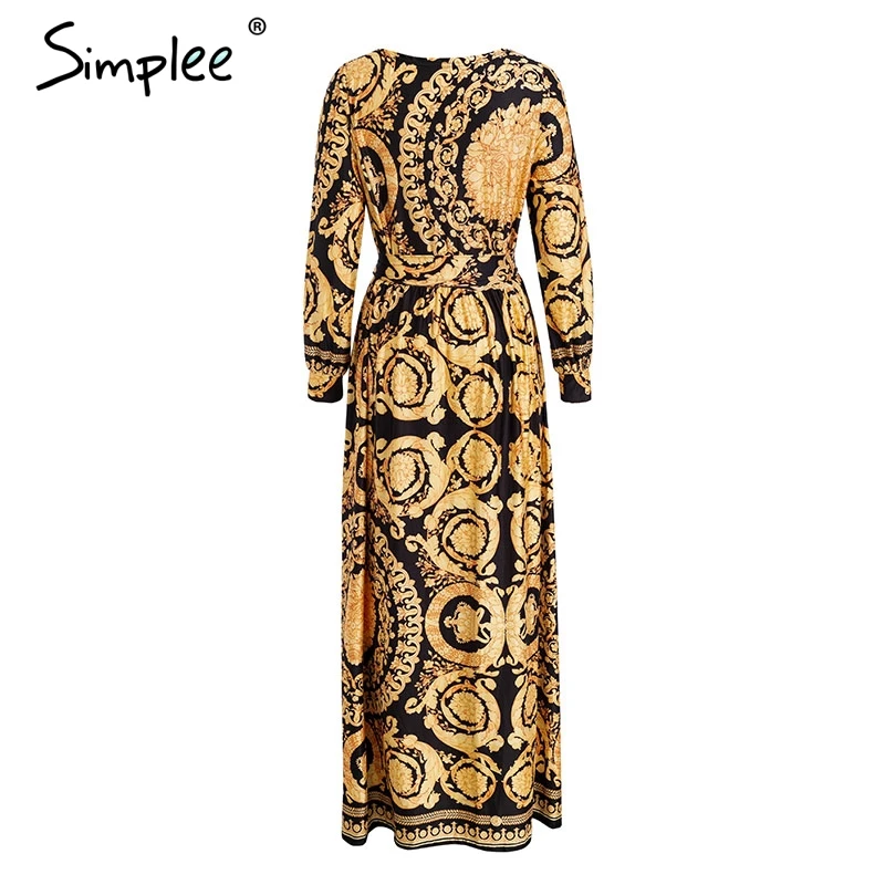 Женское платье с цветочным принтом Simplee винтажное длинное длинным рукавом