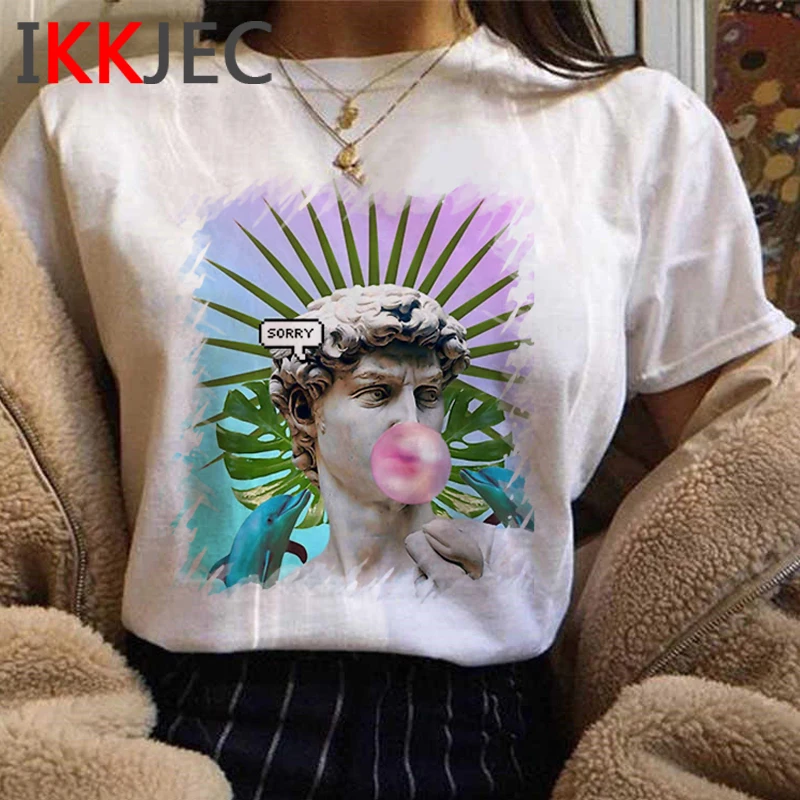 

David Michelangelo Vaporwave summer top women couple clothes graphic tees women white t shirt summer top vintage