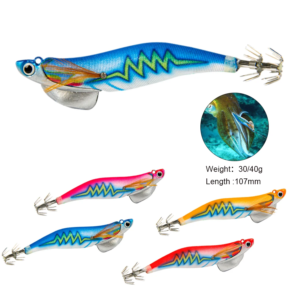 

30g/40g 127mm Squid Fishing Lure Luminous Jig Shrimp Prawn Lure for Octopus Cuttlefish Lifelike Fishing Tackle Accessories