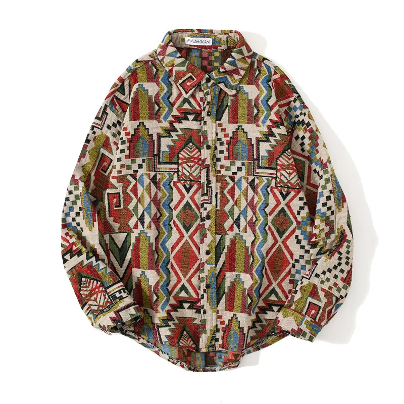 

Рубашка мужская Трикотажная с геометрическим принтом, х/б