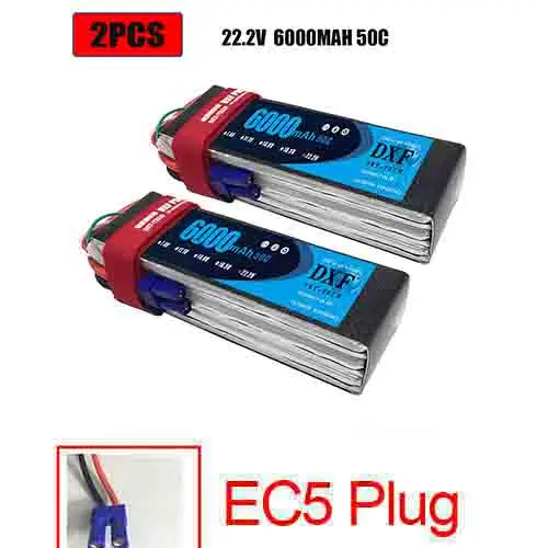 Аккумулятор DXF 7,4 V 22,2 V 6S 2S 5200mah 6000mAh 50C Burst 100C для радиоуправляемого автомобиля квадрокоптера вертолета самолета - Цвет: 2PCS6000SOFTEC5