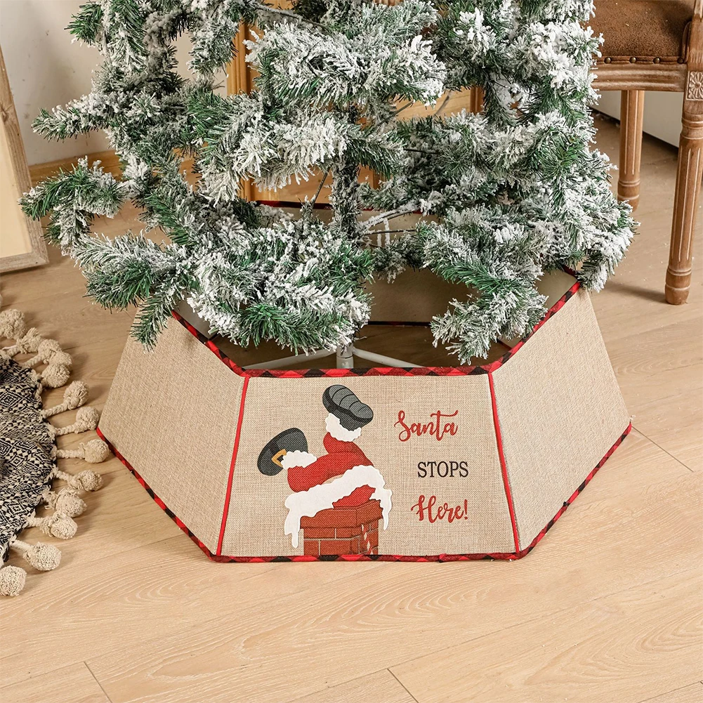 

Юбка на рождественскую елку, ошейник в красную клетку на рождественскую елку, нижнее украшение для дома, торгового центра, двора, Рождествен...