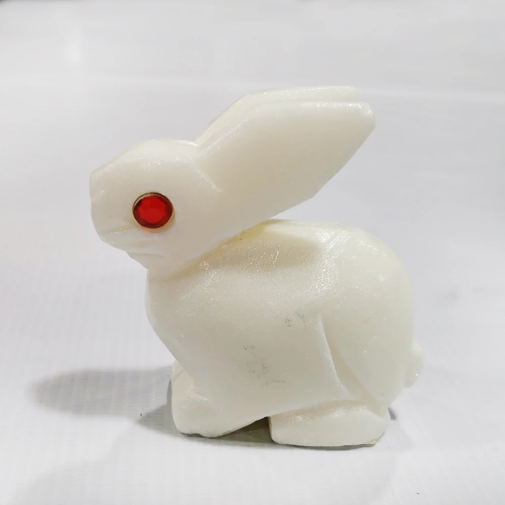 Натуральный алебастр Кролик Фигурка резной кварцевый Хрустальный кролик статуя